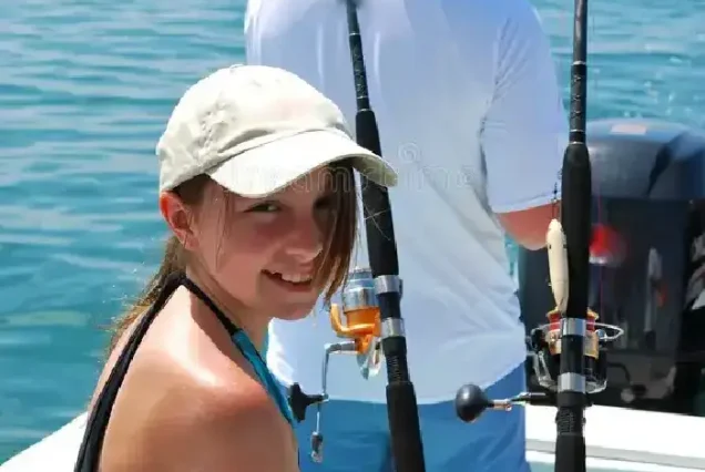 Professional fishing gear and bait on private boat Hurghada
