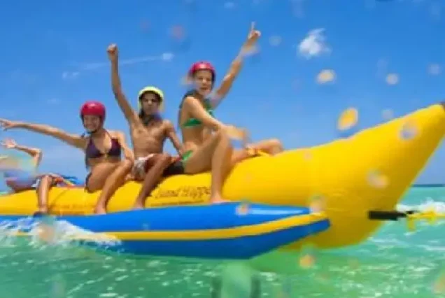 Banana boat water sport activity during Dolphin trip Hurghada.