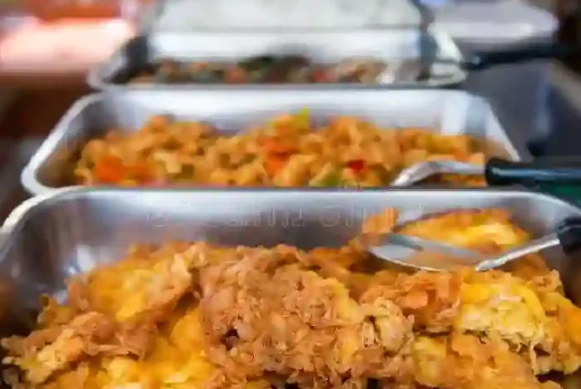 Freshly prepared buffet lunch on board the Dolphin tour boat.