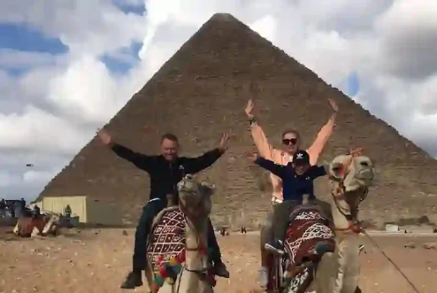 Private Egyptologist explaining history at the Great Pyramid.